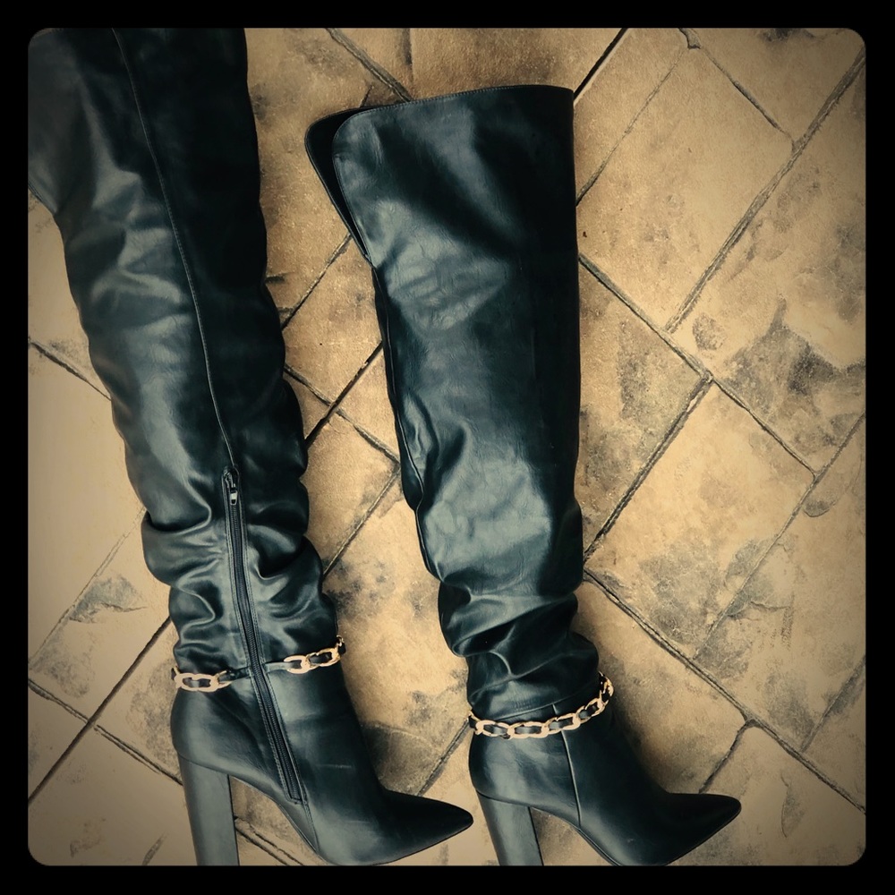 Thelma Black Knee High Boots Sz. 12